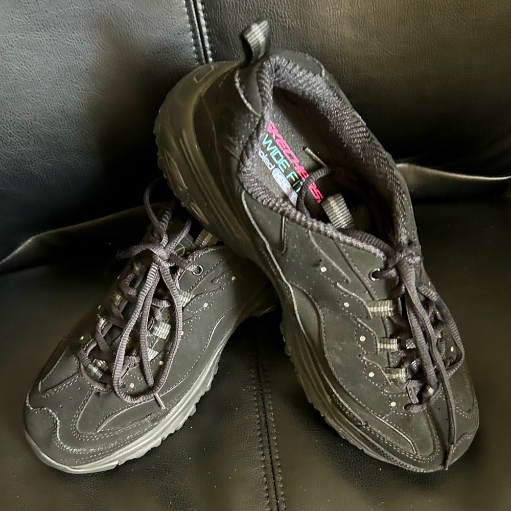 Black Skechers Womens Dlites Casual Shoes Sneakers Size 10